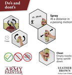 The Army Painter Color Primer, Leather Brown, 400ml, 13.5oz - Acrylic Spray Undercoat for Miniature Painting