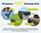 6699 Discharge Hose 1-1/2-Inch by 100-Foot Sump Pump With 2pcs SUS 304 Clamps for Pool Backwash, Draining/Removing Water - Lay Flat 1500