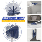 Wall Cleaner Mop with 82" Extendable Handle, 360° Rotating Head & 90° Flip, Microfiber/Chenille Pads, Built-in Squeegee for Ceiling, Wall, Baseboard and Window Cleaning