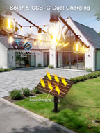 Sikitul 200FT Solar String Lights Outdoor Waterproof, 72+2 LED Solar Powered Lights with Remote Control, 3 Light Modes & Dimmable, USB-C Charging for Patio, Backyard, Garden, Camping