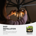 NORA·GIFT Patio 2 Packs Umbrella Light with LED Edison Bulbs, Battery Operation Cordless-Outdoor Umbrella Pole Lights with 2 Lighting Modes for Garden，Patio, Backyard, Camping or BBQ - Brown