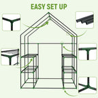 Greenhouse for Outdoors, Portable Green House, Walk in Greenhouses with Durable PE Cover, 57 x 57 x 76 inch Greenhouse with Shelves Stands,Green