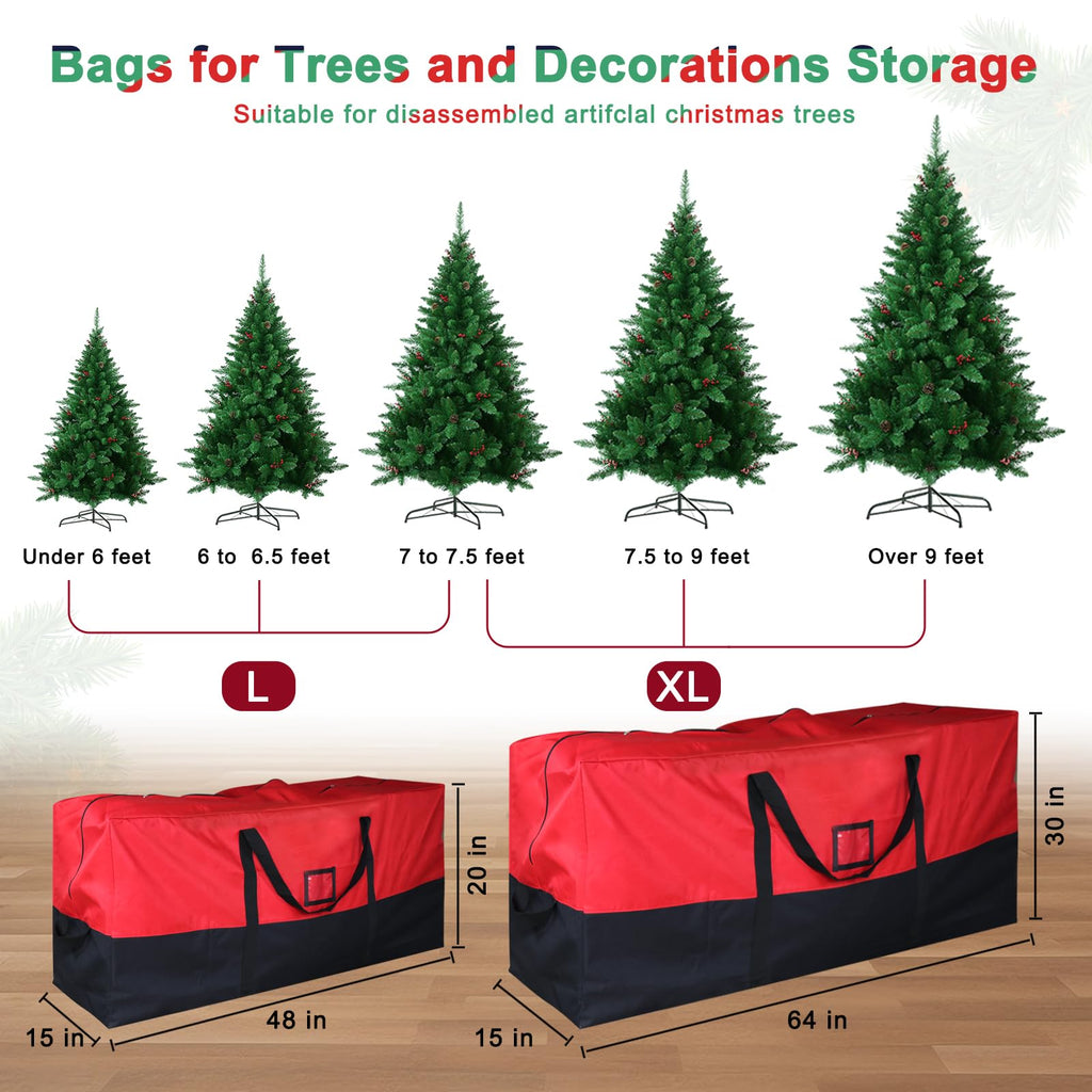 Bstge Christmas Tree Storage Bag, 7.5 ft, 600D Oxford, Red Black
