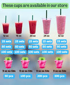 Cappatua 24 oz Clear Plastic Cups with Lids and STRAWS, Disposable Drinking Cups for Cold Drinks, Iced Coffee, Milkshakes, Smoothies, 25 Sets