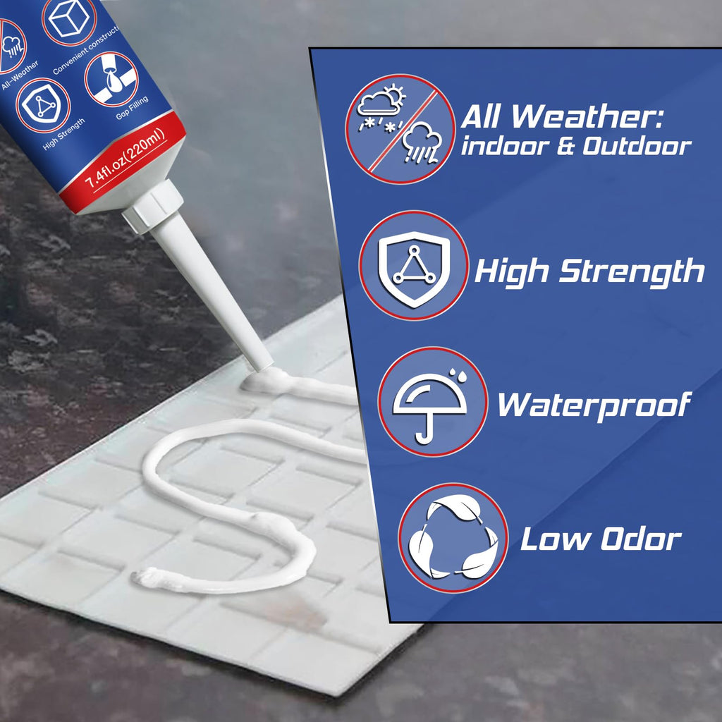 Yeardera Heavy Duty Construction Adhesive, 7.4 Ounce Cement Glue Squeeze Tube, Versatile Construction Glue for Tile, Floor, Stone, Wood, Wall & More, Pack of 1 (CZJS-100ml-001)