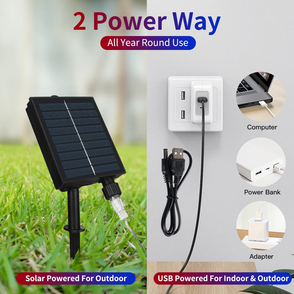 XTF2015 Solar American Flag Lights, 2 in 1 Solar Powered & Plug in American Flag Light, 420 LED Waterproof Patriotic Ornaments for Memorial Day, Independence Day, 4th of July, Party, Yard Decorations