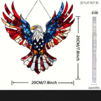 4th of July Sun Catcher for Window Hanging with Eagle Designs Acrylic Stained Glass for Garden 250th Anniversary America Ornament Blue Red White Independence Day Party Decor
