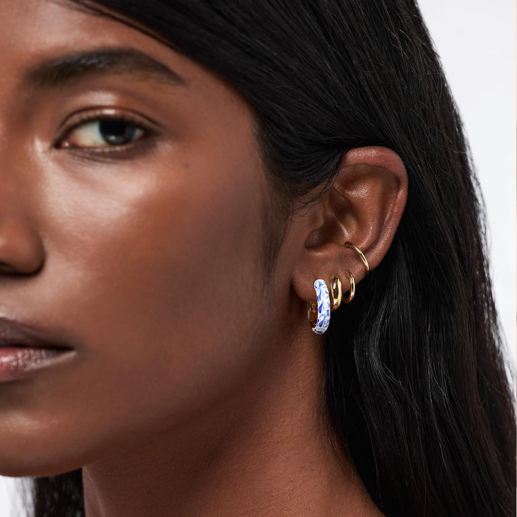 Ana Luisa Giulia Huggie Hoop Earrings for Women - Hypoallergenic Water-Resistant Tarnish-Free Chunky Earrings for Women - 14K Gold Plated & Silver Rhodium Plated Hoops - Small, Medium & Large Size