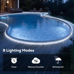 100Ft 720 LED Rope Lights for Outside with Remote & Plug - Cool White