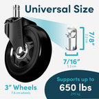 Lifelong Office Chair Wheels Replacement, Heavy Duty, 5-Pack, 98% Fits