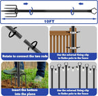 NSHWFW 10 Pack 10 ft Heavy Duty Metal String Light Poles Adjustable Outdoor Lighting Stand for Patio,Backyard,Garden,Party & Wedding Rustproof & Sturdy with Hooks