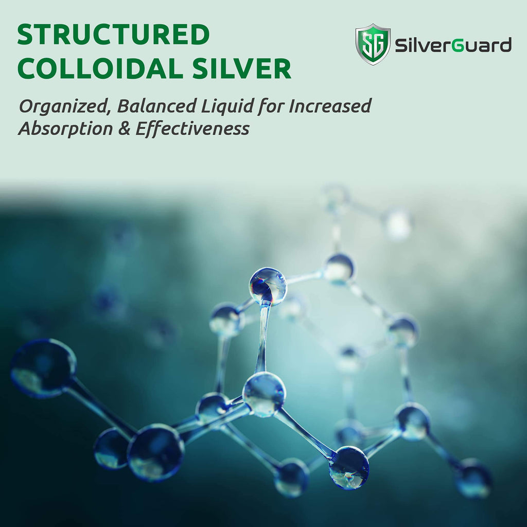 SilverGuard Enhanced Colloidal Silver Liquid Immune Support Supplement—30ppm Pure & Natural Structured Silver Water—Organic Colloidal Silver Solution—16 oz Bottle (1 Pack)
