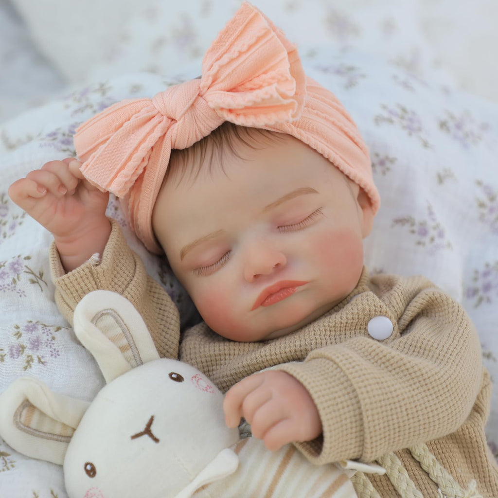 Lifelike Reborn Baby Dolls-20 inch Sleeping Realistic Newborn Baby Dolls, Soft Cloth Body with Feeding Toy for Kids Age 3 +