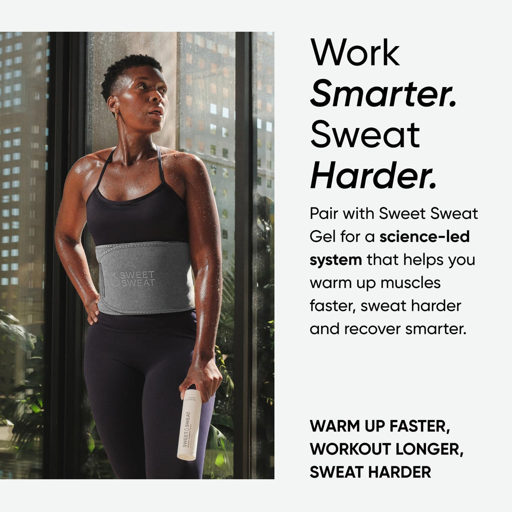 Sports Research Sweet Sweat Waist Trimmer (Core Series) - Premium Sweat Enhancing Fitness Band for Women & Men - Adjustable Fit �� Latex-Free Neoprene - Matte Grey, Large