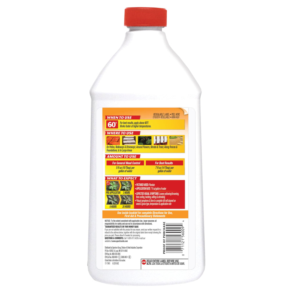 Spectracide Weed & Grass Killer Concentrate for Driveways & Walkways, 40 Oz
