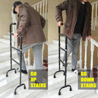 20-Level Adjustable Stair Climbing Assist Cane & Elderly Stair Lift Assist with Anti-Slip Handle & Stabilizing Feet, 300lbs Capacity for Seniors, Standard Steps-Patent Pending