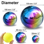yarlung 10 Pack Stainless Steel Rainbow Gazing Balls, 50-150 mm Garden Mirror Globe Floating Sphere, Polished Hollow Ball Reflective Ornament for Home Yard Outdoor Lawn Decoration