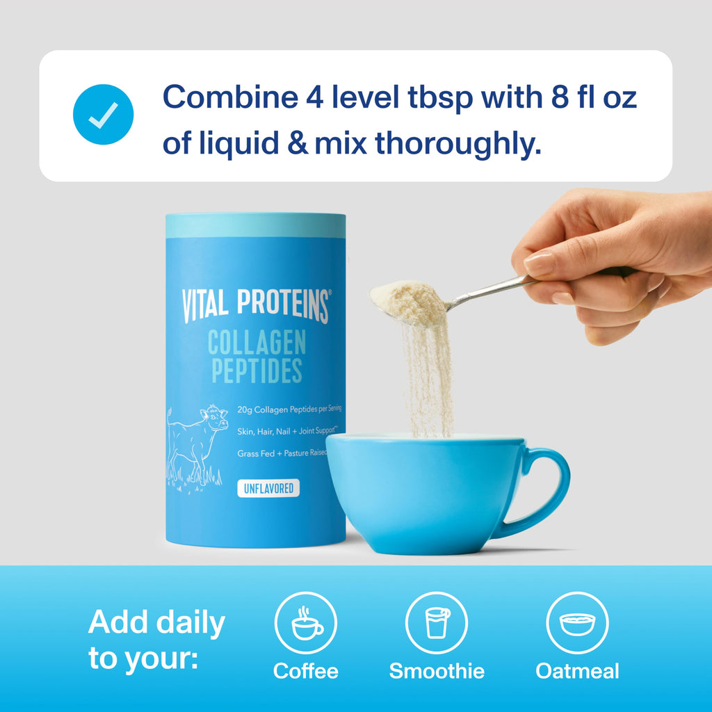 Vital Proteins Collagen Peptides Powder - Supports Hair, Nail, Skin, Bone & Joint Health, Unflavored, Collagen Protein 9.33 OZ