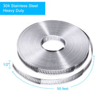 Steelsoft 304 Stainless Steel Hose Clamp Assortment Kit DIY, Cut-To-Fit 50 FT Metal Strap+24 Stronger Fasteners, Large Adjustable Worm Gear Hose Clamps Screw Clamps Duct Pipe Metal Clamp Strapping