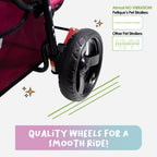 Petique Durable Pet Stroller, Easy Fold, Quality mesh Windows, Large Storage Basket, Secure Cup Holder Tray, for Small to Medium Dog, Cat, Bunny, Supports Pets up to 55LBS - RAZZBERRY