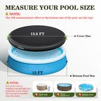 UIRWAY 15FT Round Pool Cover, Inflatable Pool Covers for Above Ground Pools with Elastic Cord - Snug Fit & Easy Set, Outdoor Swimming Pool Cover with 2 Reflective Strip Handles, Black
