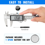 Adoric Digital Caliper, Caliper Measuring Tool Stainless Steel Vernier Caliper Digital Micrometer with Large LCD Screen, Easy Switch from Inch Metric Fraction, 0-6" Caliper Tool for DIY/Household