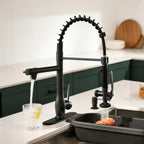 GIMILI ORB Commercial Kitchen Faucet with Pull Down Sprayer, Double Headed Single Handle High Pressure Kitchen Faucet with Soap Dispenser