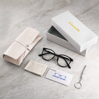 FONHCOO Blue Light Blocking Glasses Fashion Round TR90 Frame Transparent Eyewear Anti UV Computer Glasses for Women Men (Black)