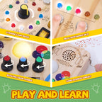 Iabedi Busy Board,Montessori Toys for 1-3 Years Old, Wooden Toddler Toy, Autism Sensory Travel Toys, Ideal Gift for 1+ Year Old Boys (Busy Board v5)