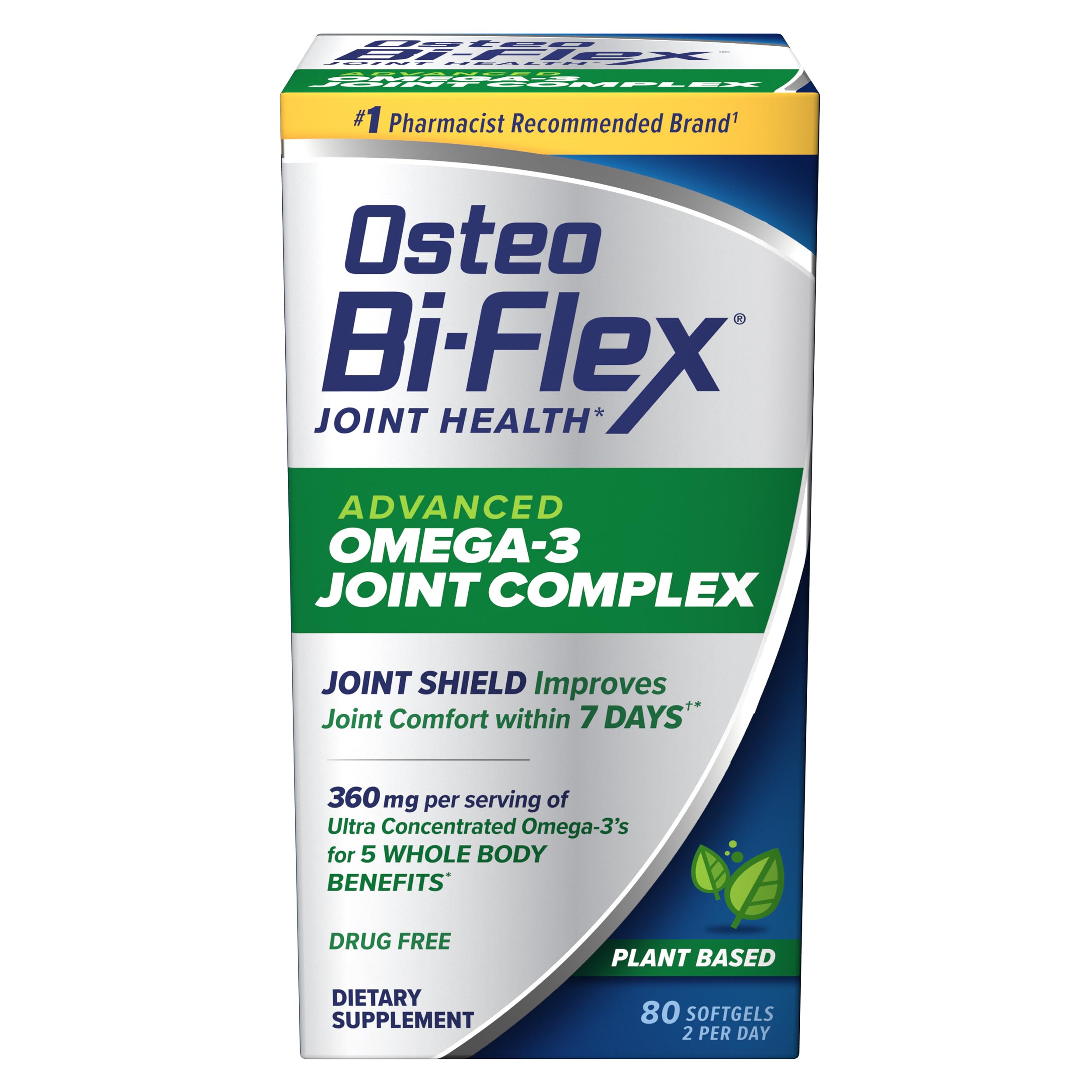 Osteo Bi-Flex Advanced Omega-3 Joint Complex, Plant-Based Algae Oil, Joint Support Supplement, 80 Count Softgels