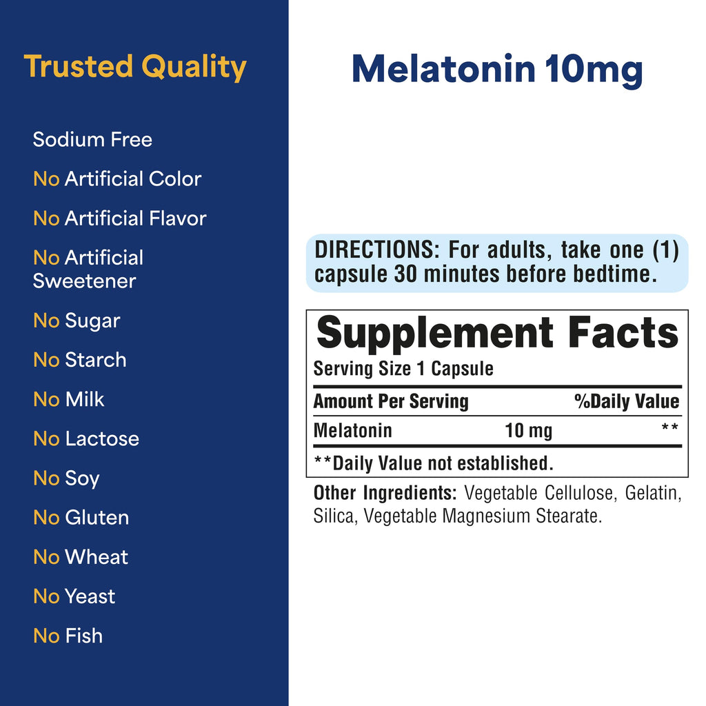 Puritan's Pride Premium Super Strength Melatonin 10mg Sleep Aid, Dietary Supplement for Sound, Restful, & Longer Sleep Support, 4 Month Supply, 120 Rapid Release Capsules, 2 Pack (Packaging May Vary)
