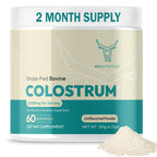 OXNUTRITION Colostrum Powder for Gut Health, Immune Support, Muscle Recovery, Hair & Beauty | Pure Gress Fed Bovine Colostrum for Humans, Natural IgG, Unflavored, 60 Servings