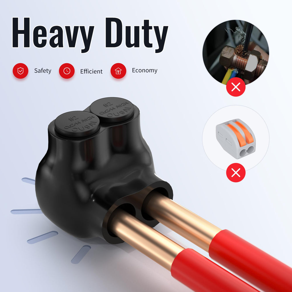 RVBOATPAT 2 Port Insulated Connector Multi Tap Connector 2-14 AWG Aluminum to Copper Wire Connectors Single-Sided Entry Slotted Allen Hex - 6 Pack