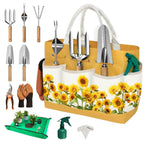 22Pcs Gardening Tools Set for Women Heavy Duty Garden Hand Tool Kit,Birthday Gifts for Mom Wife Grandma Beginner,Gardening Accessories with Sunflower Tote Bag/Shovel/RepottingMat/Plant Labels/Gloves