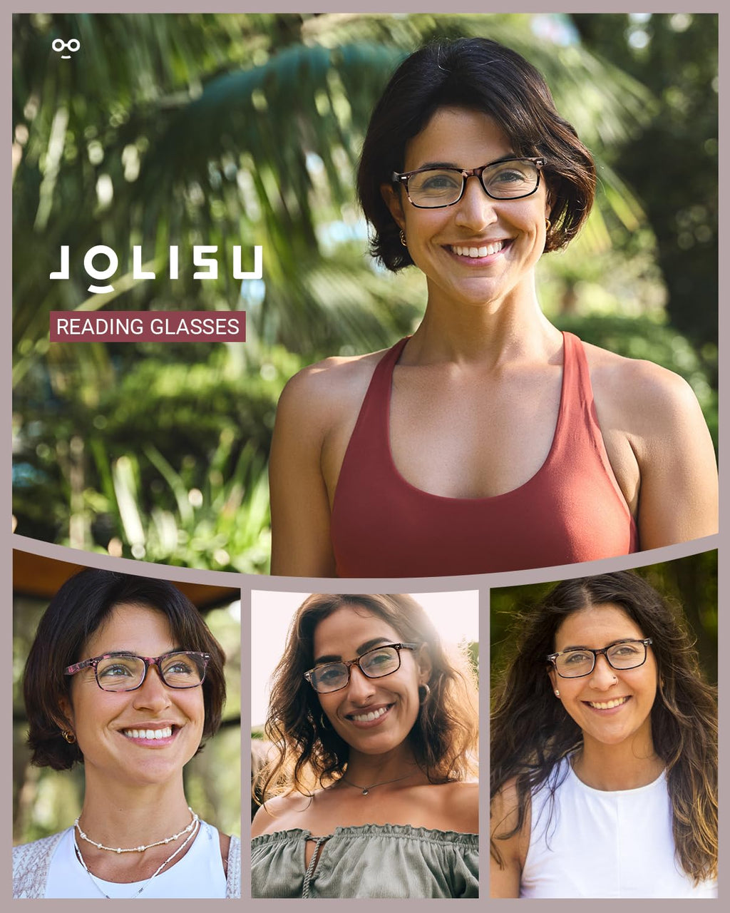 JOLISU 5 Pack Reading Glasses For Women,Spring Hinges, Sturdy and Durable (2.00)