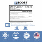 BoostCeuticals Phosphatidylserine 100mg with Ginkgo DMAE Gotu Kola - Memory, Stress & Cortisol Support, Cognitive Focus, Sleep Health, Brain Function Supplement, 90 Capsules