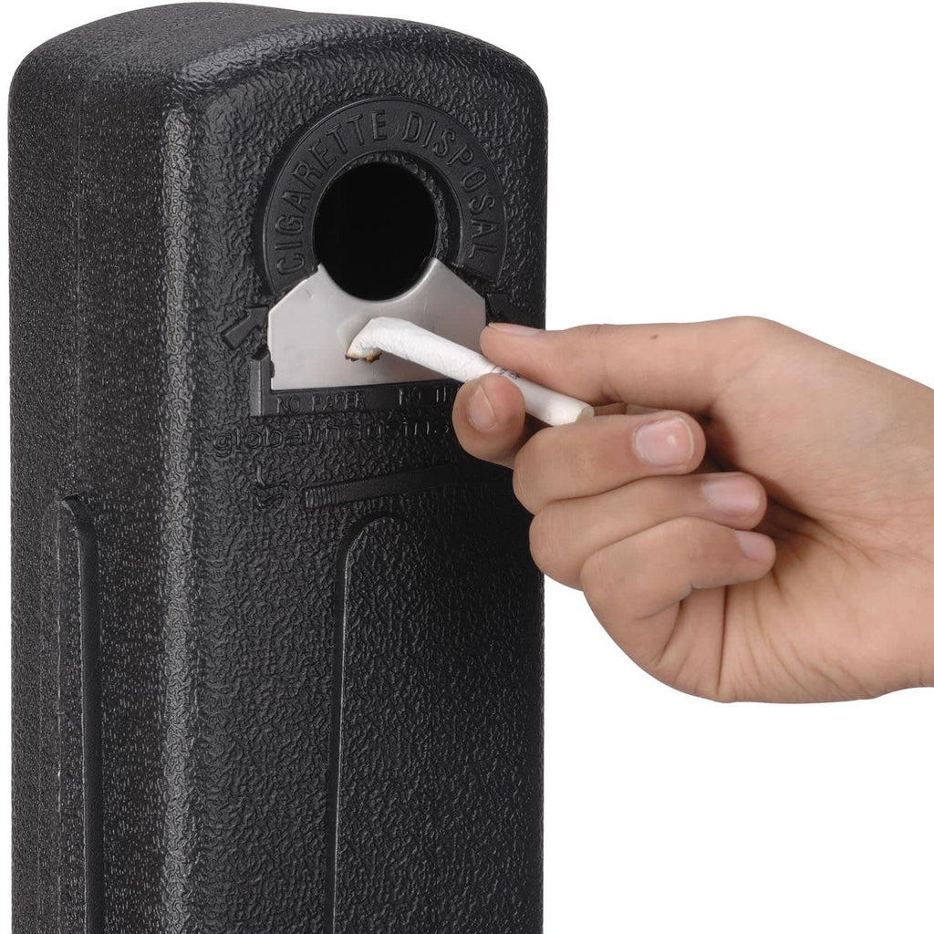Global Industrial Free Standing Outdoor Cigarette Receptacle Ashtray, Black