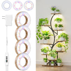 SNVHLQ 3CCT Grow Lights for Indoor Plants, 192 Full Spectrum LED Plant Light for Indoor Growing with Enhanced Red & Blue, 4/8/12H, 10 Brightness, 2 in 1 Small Ceiling Grow Light Wood Grain, 4-Head
