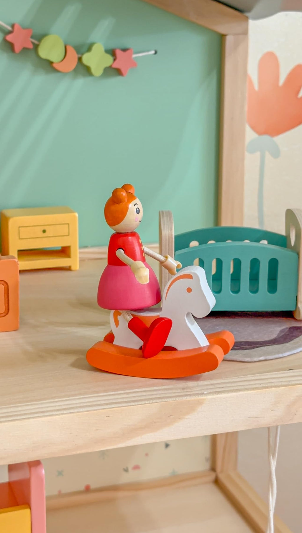 Giant bean 26 Pcs Large Wooden Dollhouse Furniture 5 Set for Kitchen, Living Room, Bedroom, Bathroom, Babyroom, Candy Dollhouse Accessories & Furniture Toy for Girls Boys Kids 3+