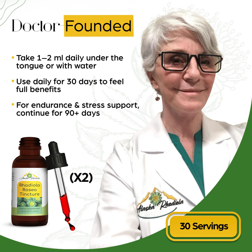 Alaskan Rhodiola Rosea Tincture – Natural Stress Support Rhodiola Supplement, Adaptogen for Energy & Mental Clarity, Liquid Extract for Anxiety & Focus – 2 oz