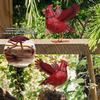 hogardeck Cardinal Garden Decor Outdoor Statues, Large Metal Red Bird Standing Yard Art, Lawn Sculptures Ornaments for Outside Patio Backyard, Holiday Sympathy Gifts for Grandma Mom