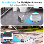 Floor Scrub Brush with Long Handle, Heavy-Duty Stiff Bristles, V-Shape Floor Scrubber Brush for Tile, Concrete & Grout Lines, Stand-Up Cleaning for Garage, Bathroom, Deck & Patio