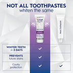 Crest 3D White Teeth Whitening Toothpaste for Adults, 4.6oz, 3 Pack, Stain Remover, Cavity Protection Fluoride Toothpaste, Strengthens Enamel, Faster Whitening, Brightens Teeth, Travel Size