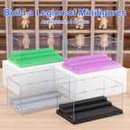 2 Pack Minifigure Display Case for Action Figures Blocks, Clear Dustproof Acrylic Display Box Storage with 3 Movable Steps Gifts for Children,Black…