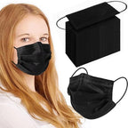 SDIW 100Pcs Black Disposable Face Mask,3 Ply Masks with Soft Ear loops