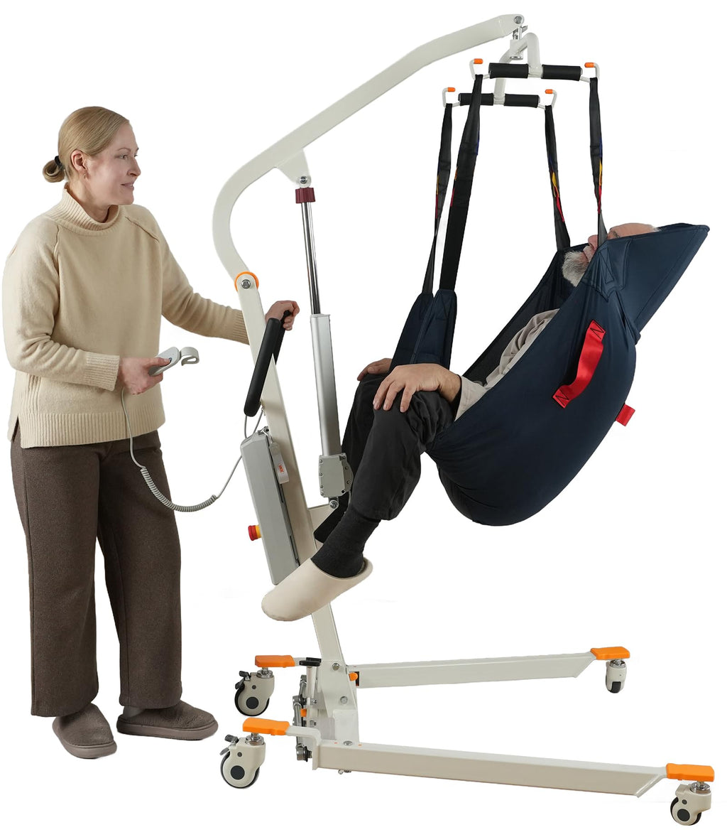 VOCIC Upgrade Foldable Electric Transfer Lift, Collapsible Lift Chair with Sling, Medical Patient Lift for Elderly, Chair Lift Lift Assist, Easy Disassemble, 330LBS Weight Capacity, AY02
