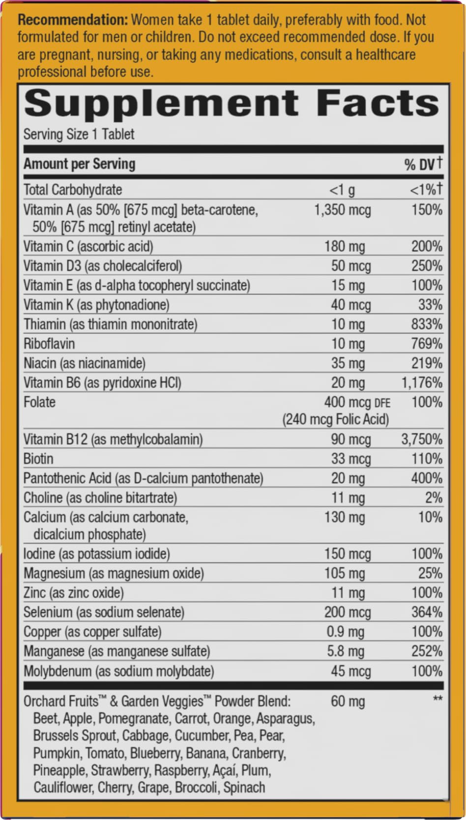 Nature's Way Alive! Ultra Potency Multivitamin for Women 50 Plus, Complete High Potency Formula with Vitamin D3, C, E, Methylated B12, Supports, Heart, Brain, and Bone Health*, 60 Tablets (Set of 3)