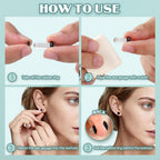 GEMQUEEN 24 Pcs 0.5mm Increments Glass Ear Stretching Kit Hypoallergenic