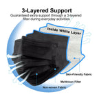 Cozzi Crafts Black Face Masks Disposable 100 Pack 3 Ply Facemask with White Inside, Dust & Allergy Mask, 3 Layer Adult Breathable