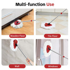 ANREKEYH Spin Mop Replace Head, Base, Handle Compatible with O Cedar EasyWring Microfiber Spin Mop, 2 Mop Refills Replacement Heads, 30-58in Mop Handle and 1 Mop Base Combo Set (White (1-Tank System))